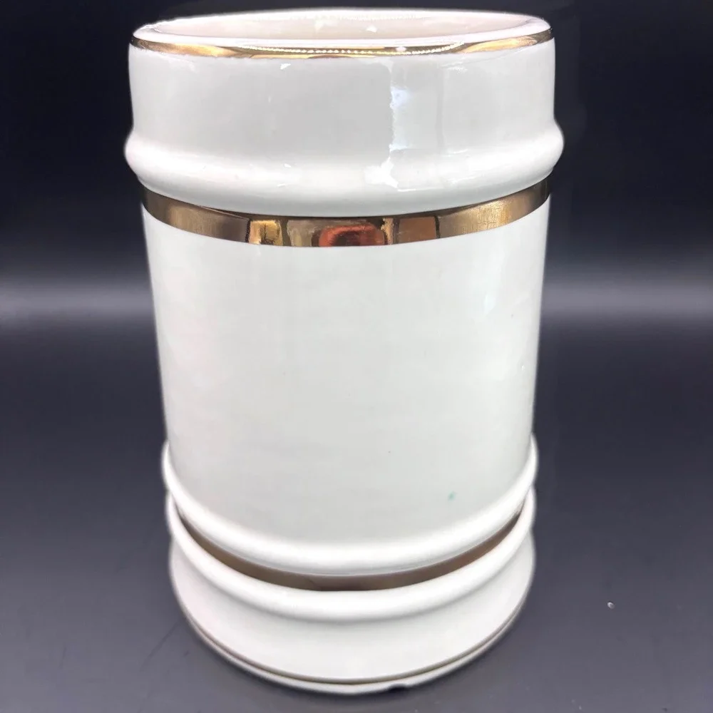 Vintage 1960s‎ Harvard Beer Stein Mug Ceramic Ivory Gold VERITAS